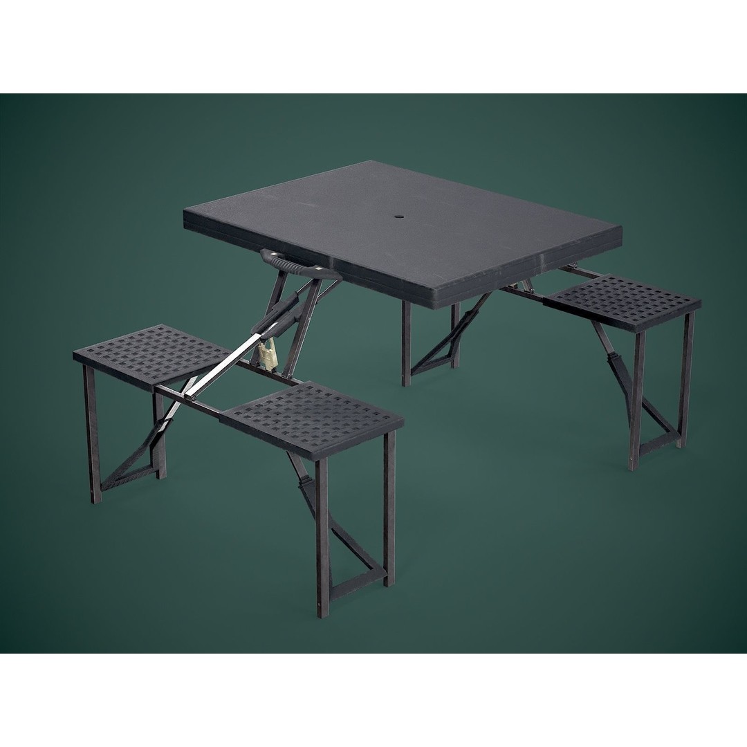 Seat Table 3D Model – Low Poly Outdoor Furniture, FBX - View 4