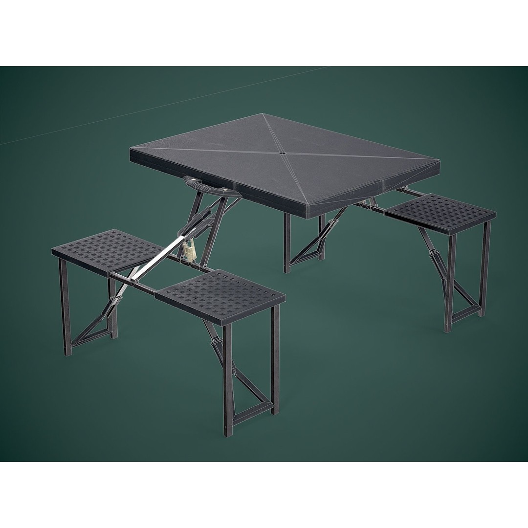 Seat Table 3D Model – Low Poly Outdoor Furniture, FBX - View 5