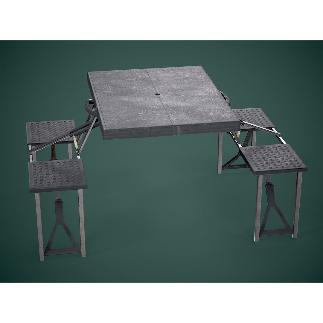 Seat Table 3D Model – Low Poly Outdoor Furniture, FBX - View 6