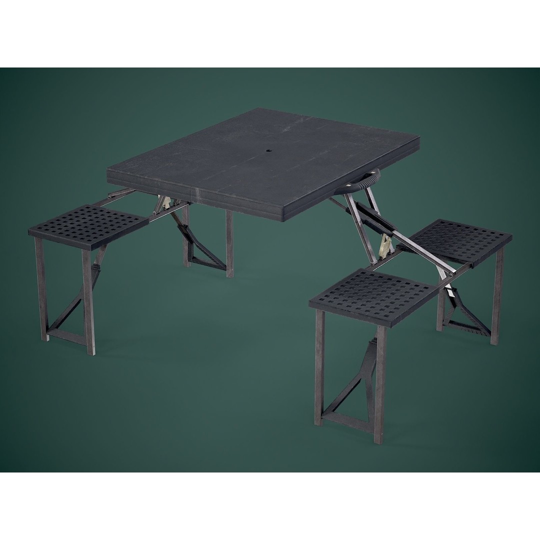 Seat Table 3D Model – Low Poly Outdoor Furniture, FBX - View 8