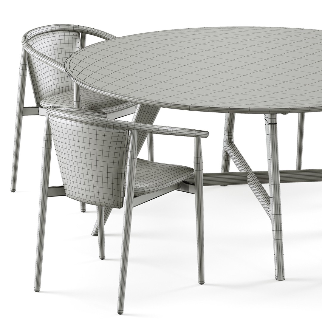 Dining Set 3D Model – Modern Furniture Set with PBR Textures, FBX