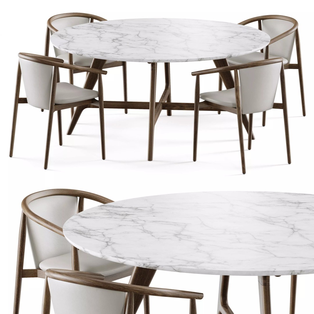 Dining Set 3D Model – Modern Furniture Set with PBR Textures, FBX - View 2