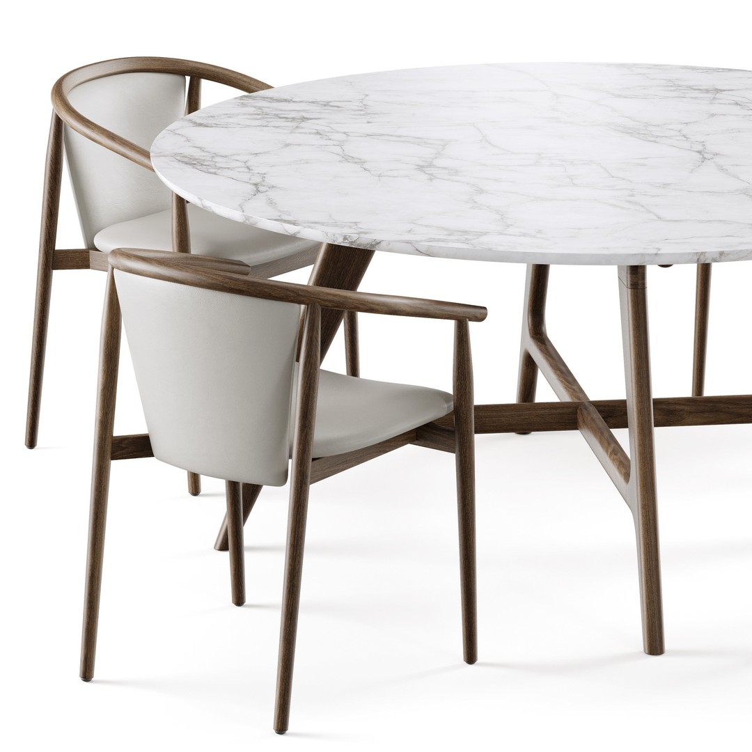 Dining Set 3D Model – Modern Furniture Set with PBR Textures, FBX - View 3