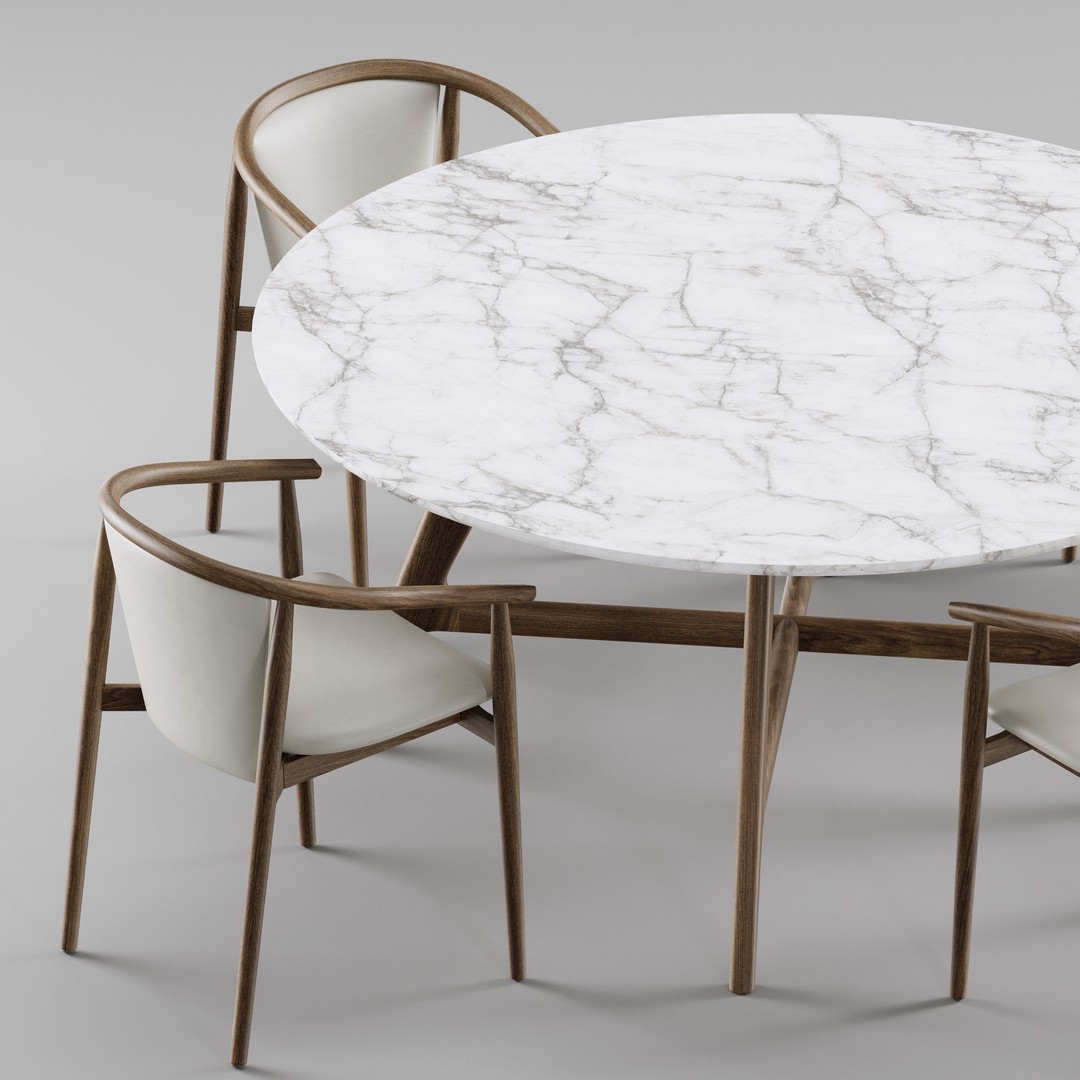 Dining Set 3D Model – Modern Furniture Set with PBR Textures, FBX - View 5