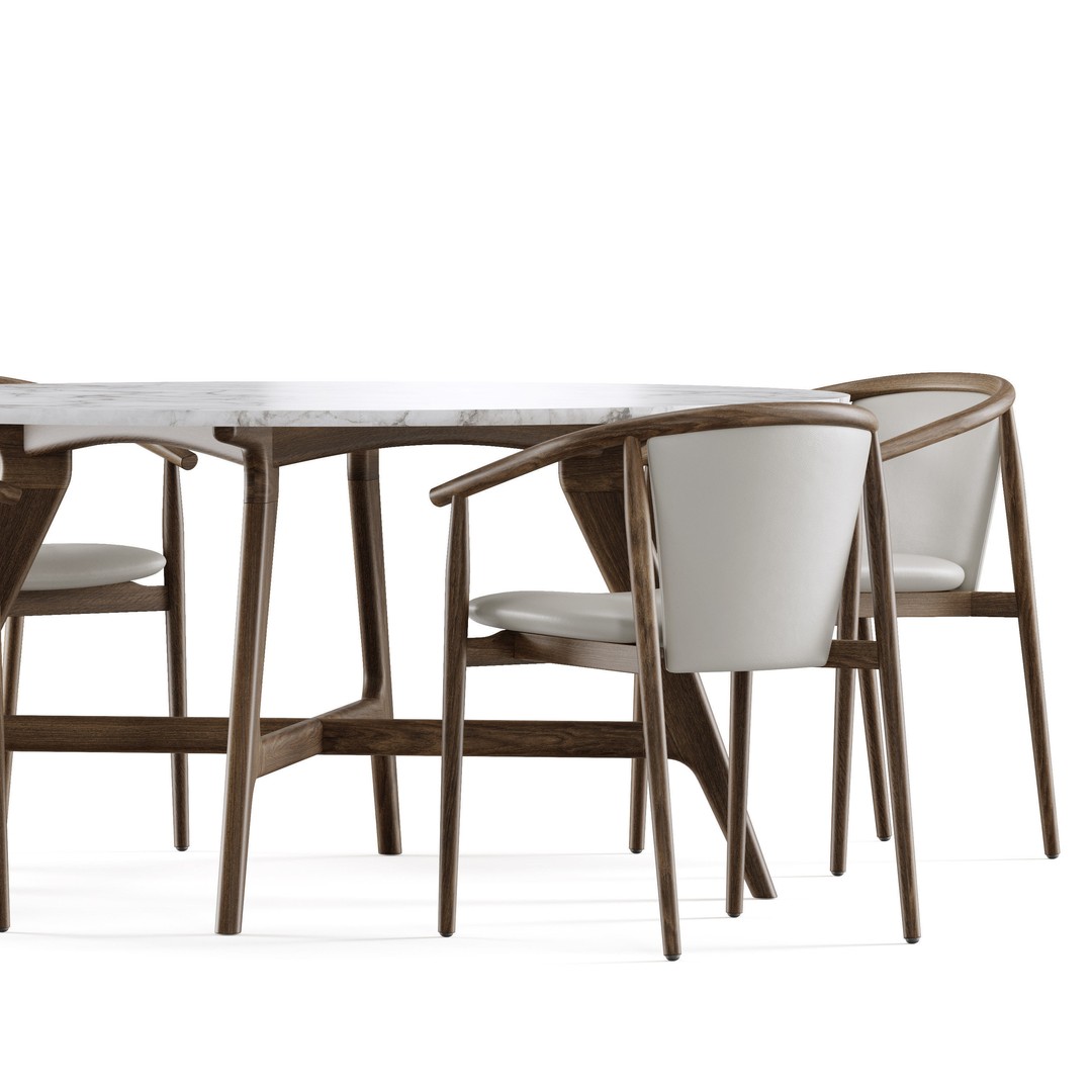 Dining Set 3D Model – Modern Furniture Set with PBR Textures, FBX - View 6