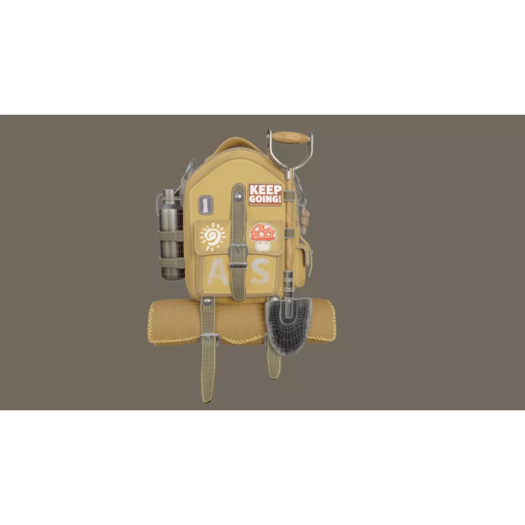 Stylized Backpack 3D Model – High Poly Game Asset, FBX & OBJ - View 13