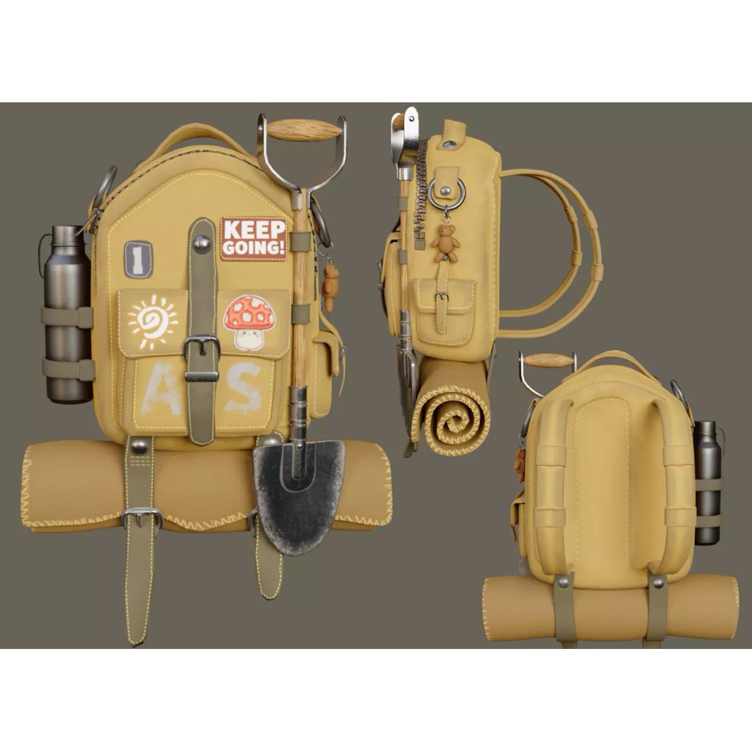 Stylized Backpack 3D Model – High Poly Game Asset, FBX & OBJ - View 2