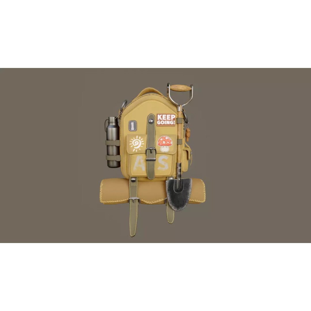Stylized Backpack 3D Model – High Poly Game Asset, FBX & OBJ - View 3