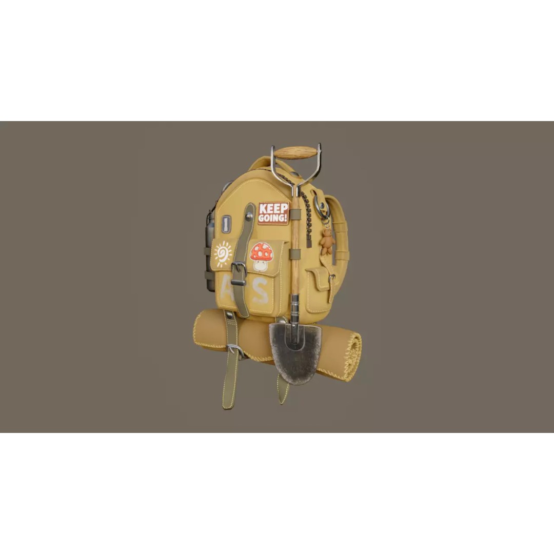 Stylized Backpack 3D Model – High Poly Game Asset, FBX & OBJ - View 4