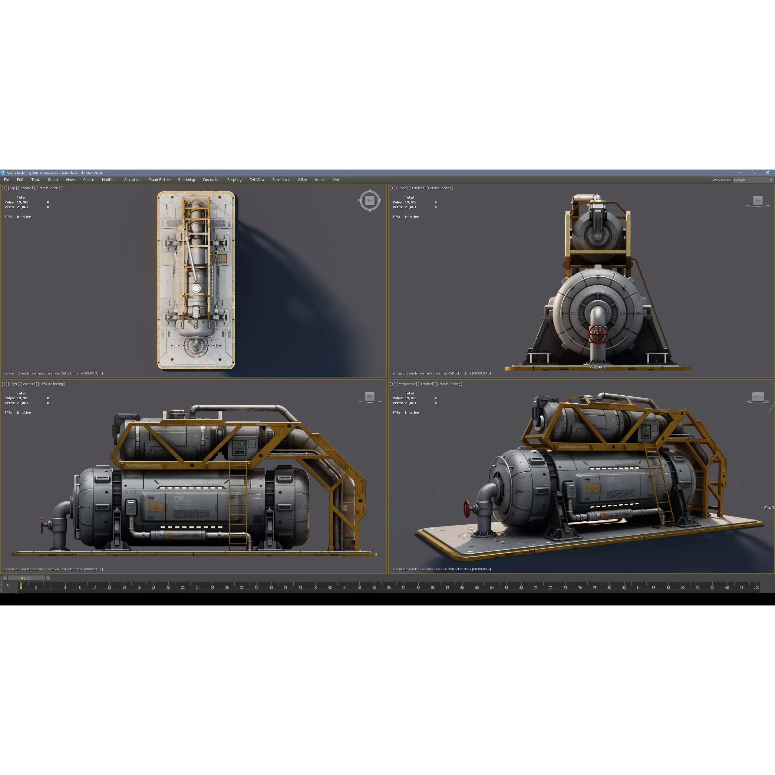 Sci-Fi Building 008 - Low-Poly Game-Ready 3D Model - View 10