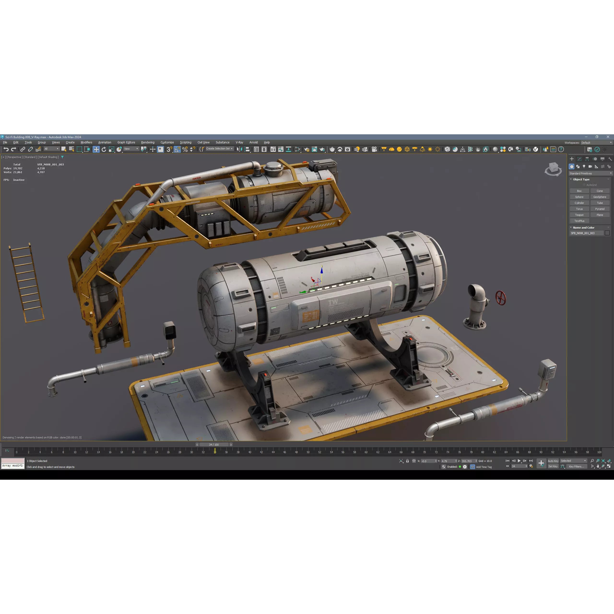 Sci-Fi Building 008 - Low-Poly Game-Ready 3D Model - View 12