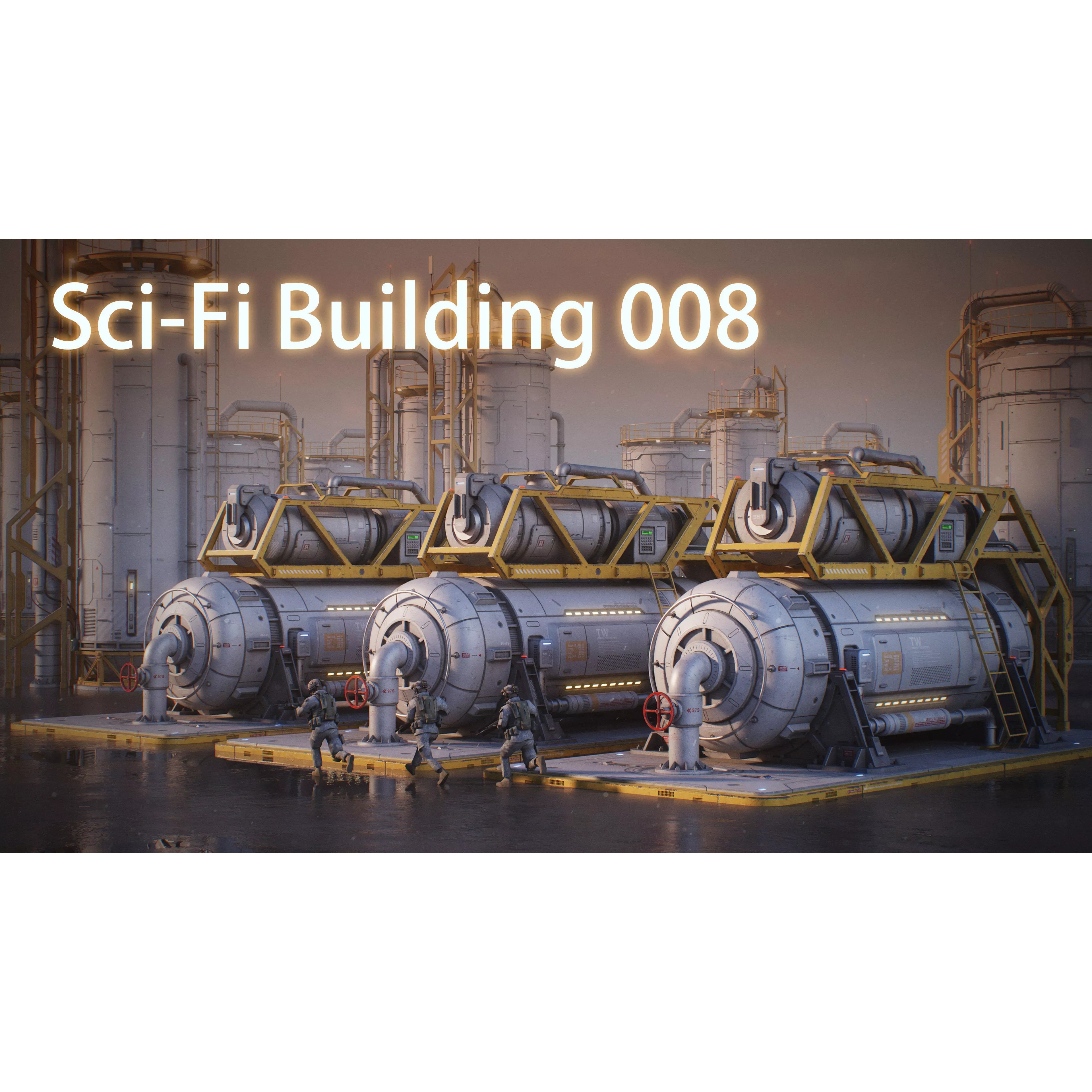 Sci-Fi Building 008 - Low-Poly Game-Ready 3D Model - View 2