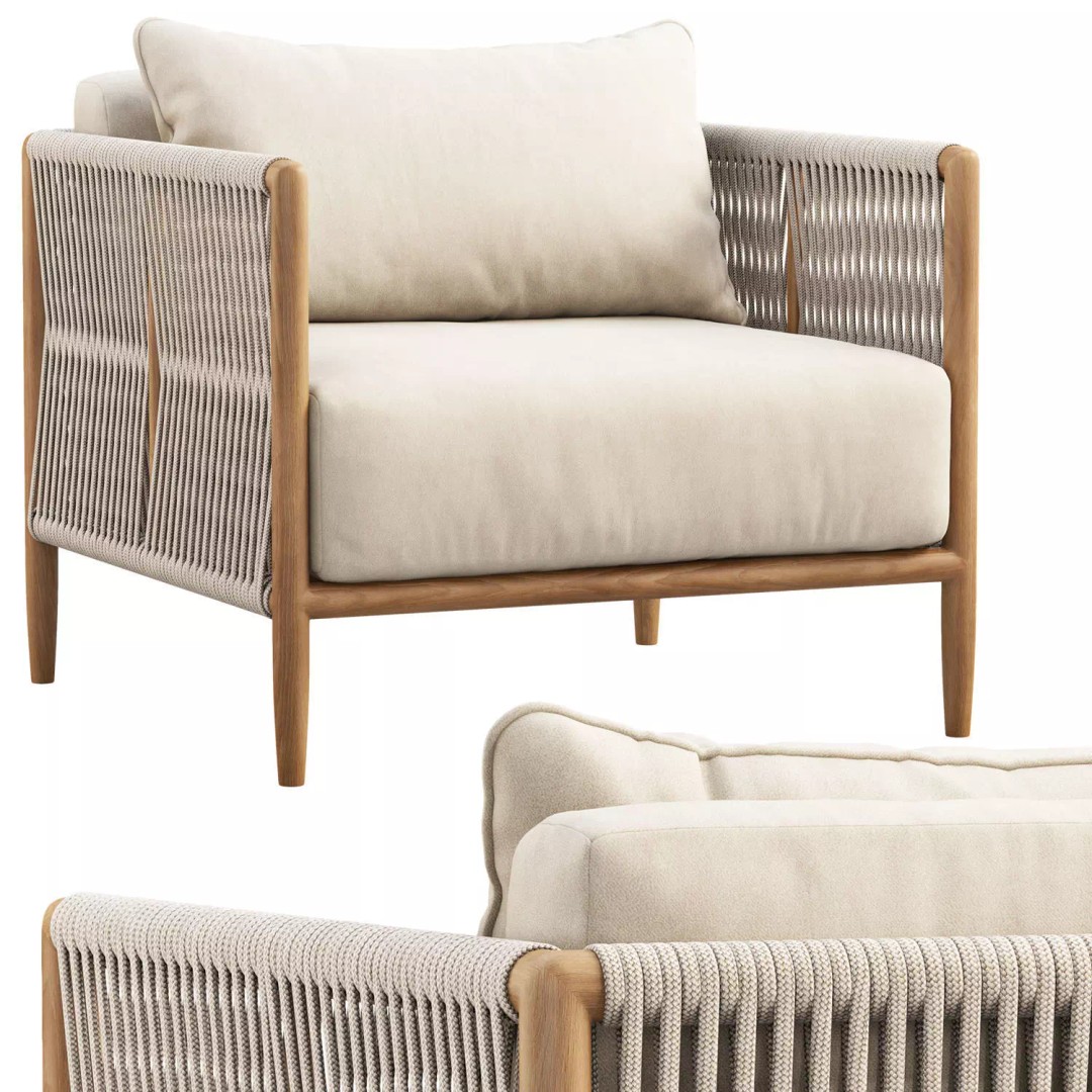 Brown Jordan Maldives Lounge Chair 3D Model – Outdoor Fabric Lounge Chair - View 2