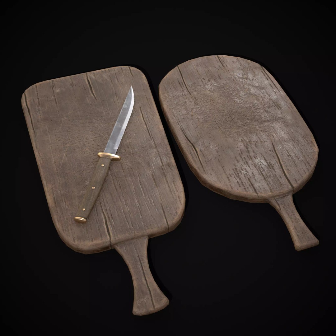 Wooden Cutting Boards 3D Model – Low Poly Game Asset, FBX & OBJ - View 2
