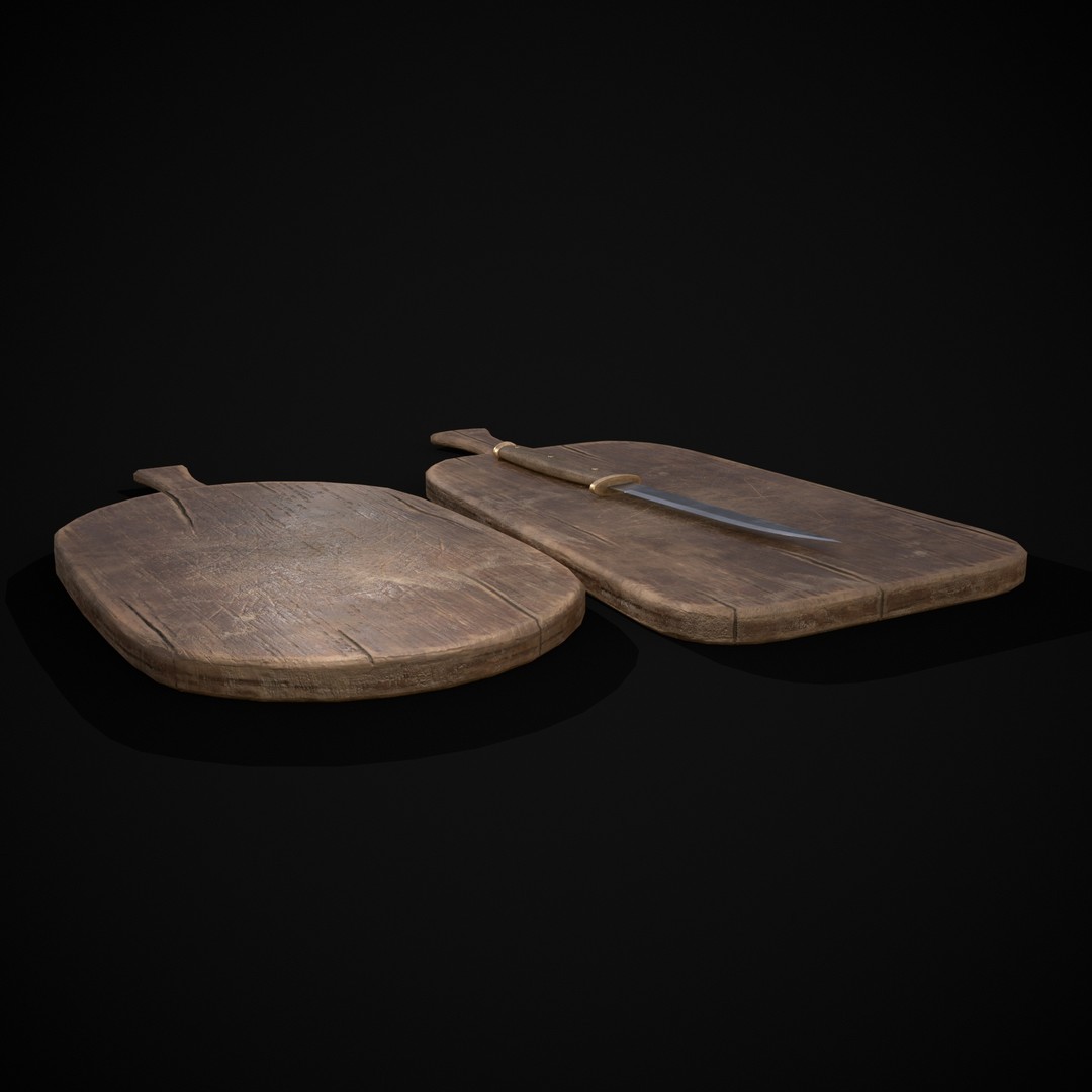 Wooden Cutting Boards 3D Model – Low Poly Game Asset, FBX & OBJ - View 24