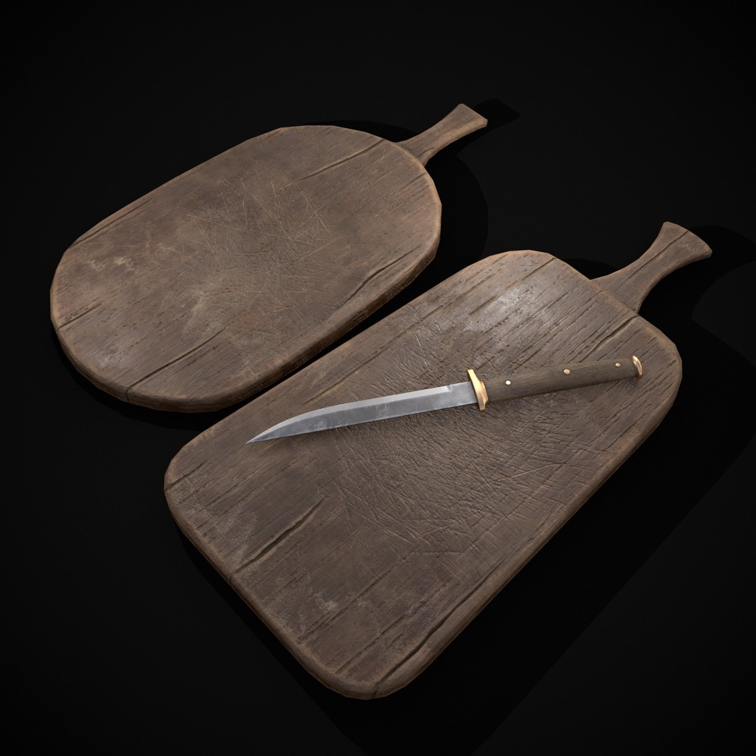 Wooden Cutting Boards 3D Model – Low Poly Game Asset, FBX & OBJ - View 7