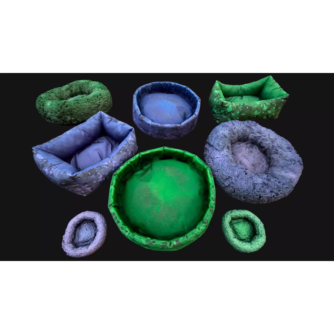 Pet Bed 3D Model – Low Poly Game Asset, PBR Textures, FBX - View 2
