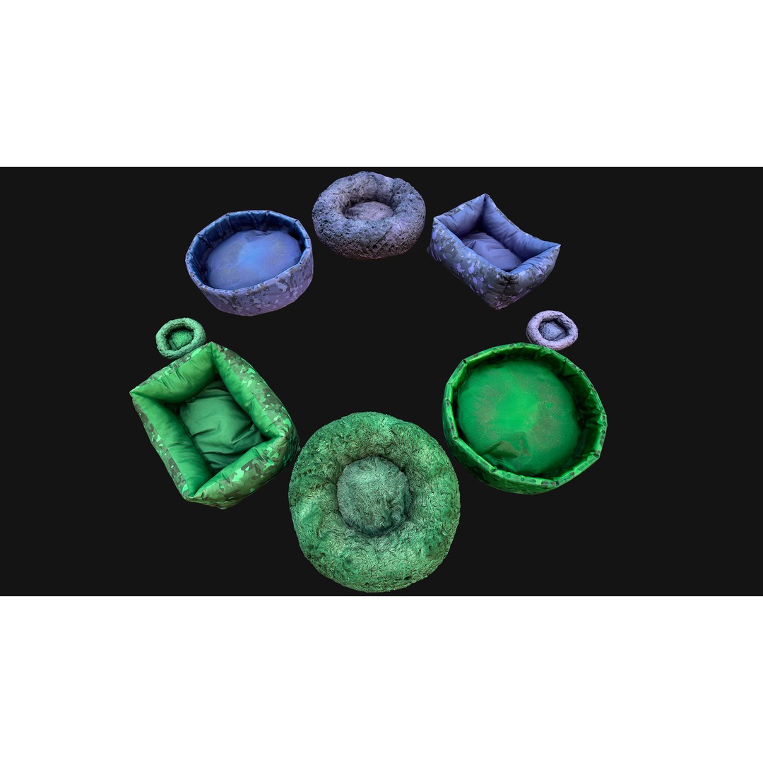 Pet Bed 3D Model – Low Poly Game Asset, PBR Textures, FBX - View 4