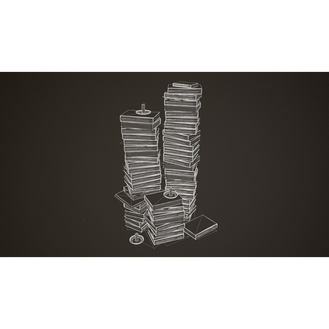 Old Library Books 3D Model – Low Poly Game Asset, FBX
