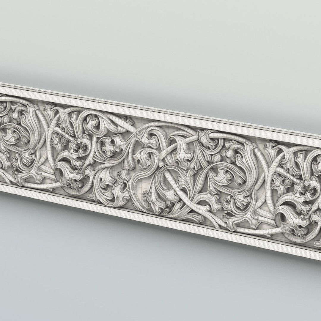 Gothic Molding 3D Model – High Poly Decoration for CNC & 3D Printing - View 10