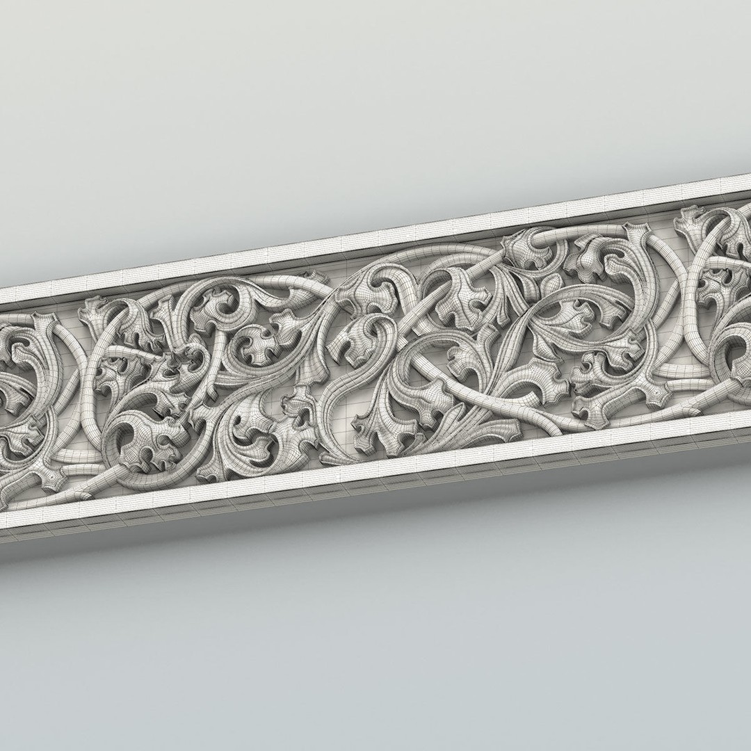Gothic Molding 3D Model – High Poly Decoration for CNC & 3D Printing - View 11