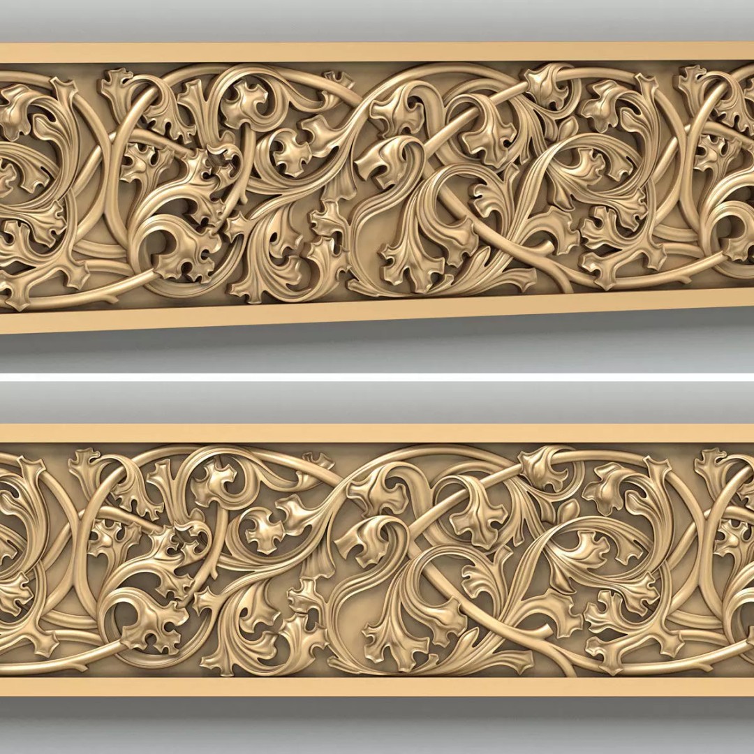 Gothic Molding 3D Model – High Poly Decoration for CNC & 3D Printing - View 2