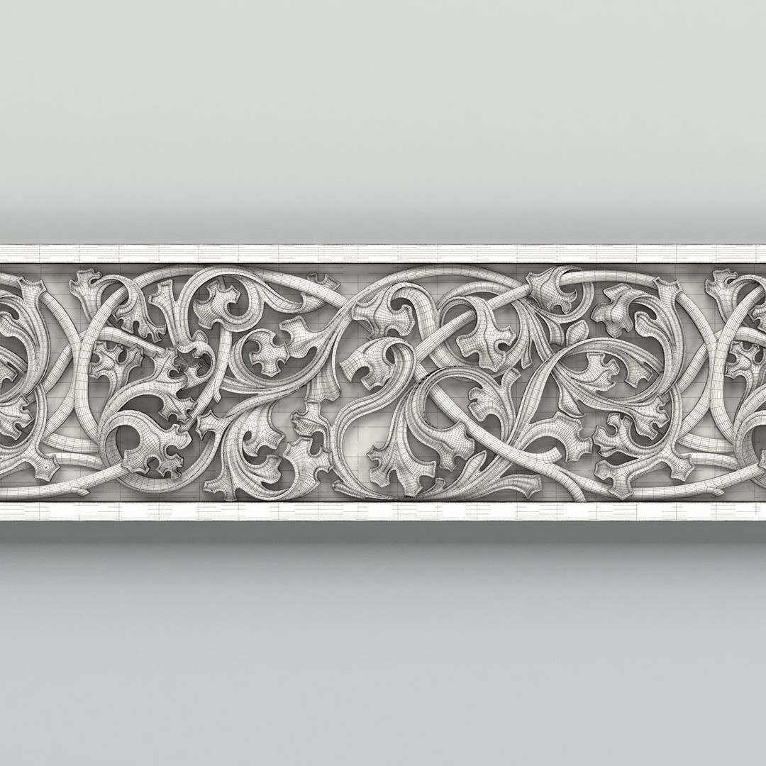 Gothic Molding 3D Model – High Poly Decoration for CNC & 3D Printing - View 9
