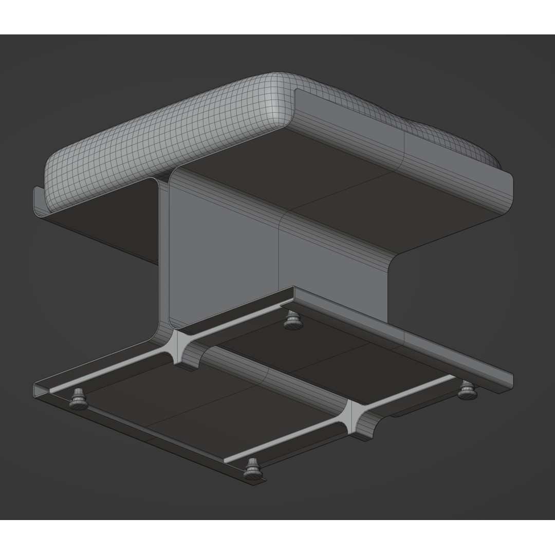Steel Ottoman 3D Model – Vintage Low Poly Chair, PBR Textures - View 9