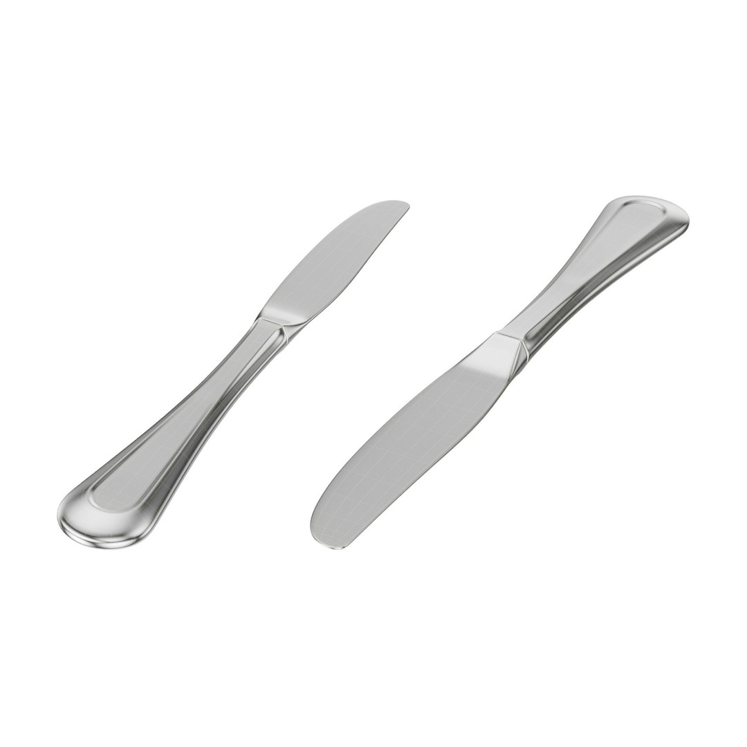 Classic Cutlery Collection 3D Model – Fork, Knife, Spoon, PBR Formats - View 15