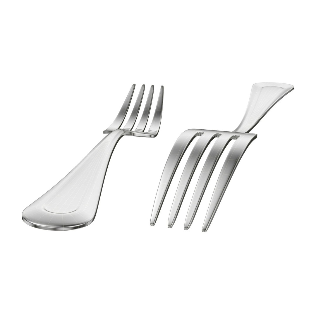 Classic Cutlery Collection 3D Model – Fork, Knife, Spoon, PBR Formats - View 16