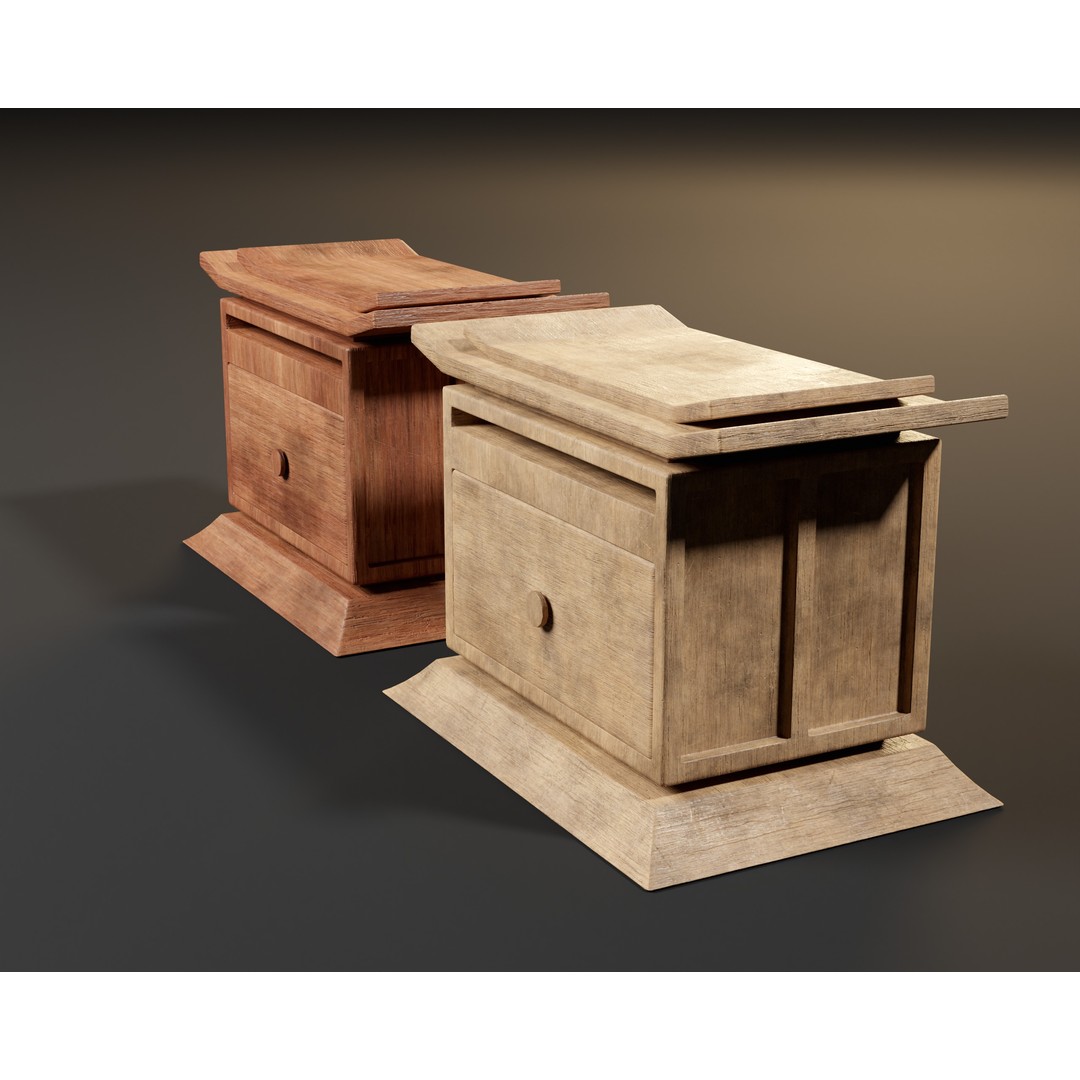 Kondo Nightstand Drawer 3D Model – Low Poly PBR Game Asset, FBX, OBJ - View 15