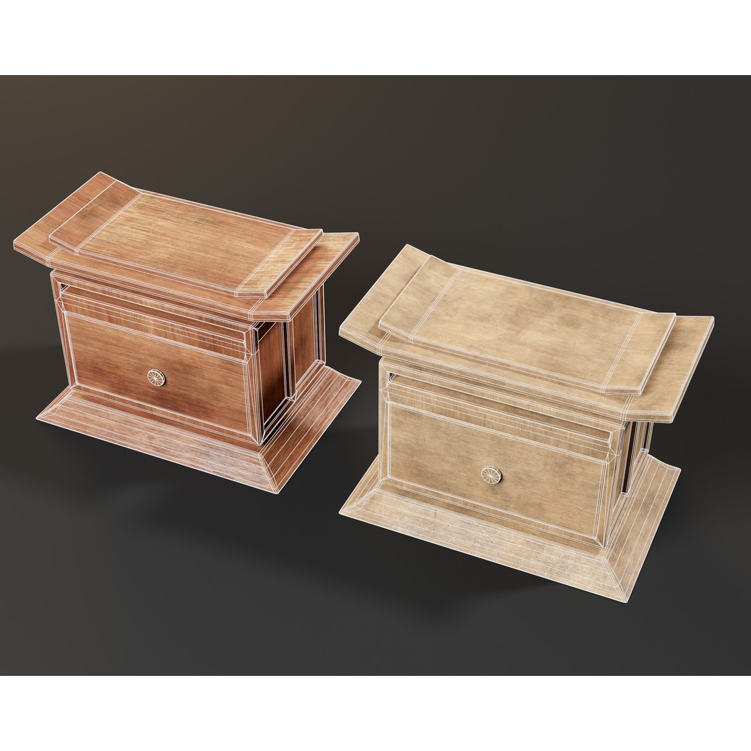 Kondo Nightstand Drawer 3D Model – Low Poly PBR Game Asset, FBX, OBJ - View 17