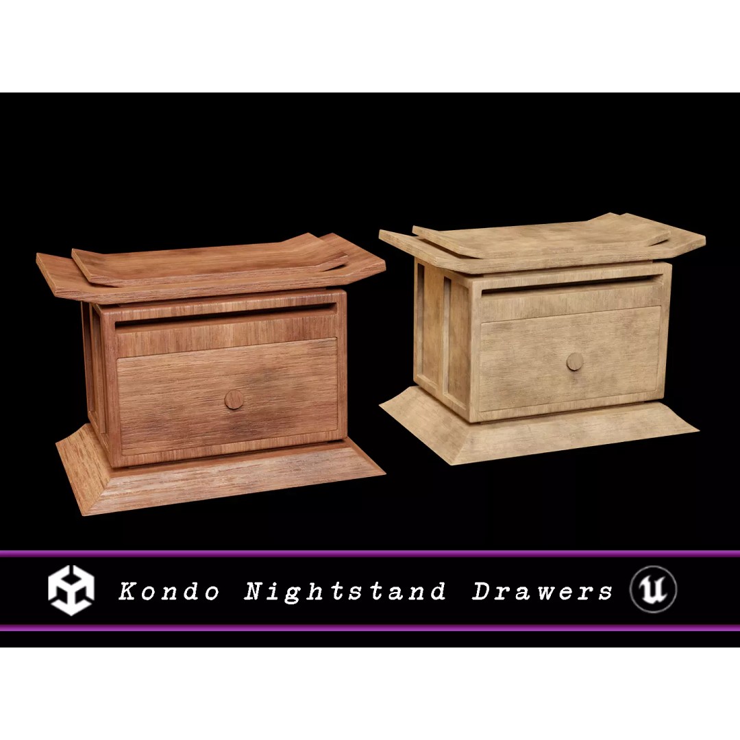 Kondo Nightstand Drawer 3D Model – Low Poly PBR Game Asset, FBX, OBJ - View 2