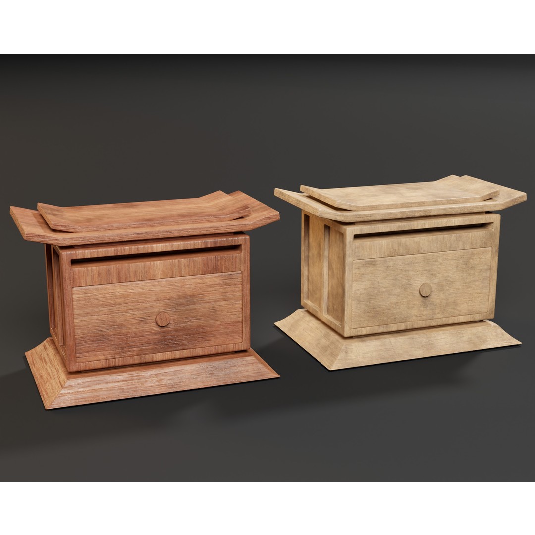 Kondo Nightstand Drawer 3D Model – Low Poly PBR Game Asset, FBX, OBJ - View 3