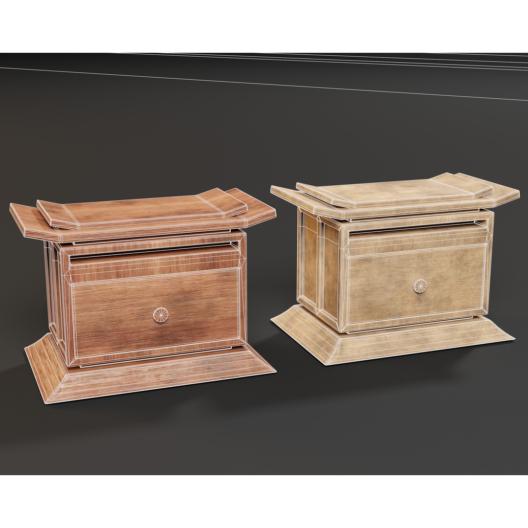 Kondo Nightstand Drawer 3D Model – Low Poly PBR Game Asset, FBX, OBJ - View 4