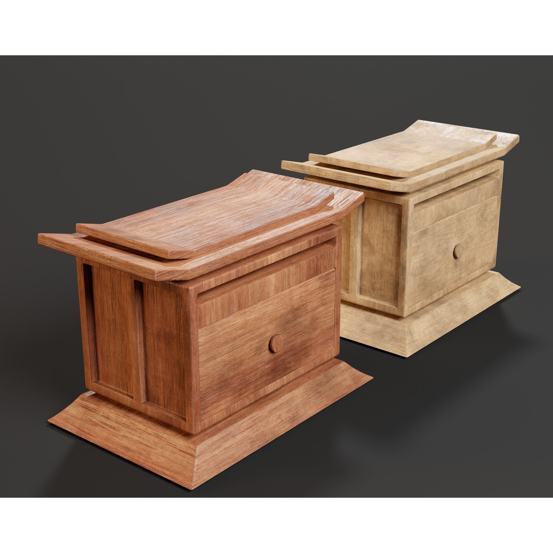 Kondo Nightstand Drawer 3D Model – Low Poly PBR Game Asset, FBX, OBJ - View 5