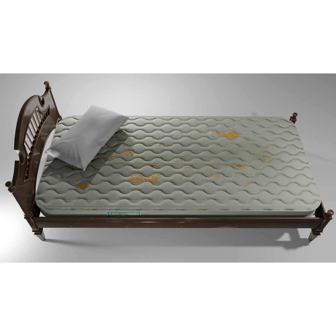 Old Bed 3D Model – Low Poly Modular Furniture with PBR Textures - View 13