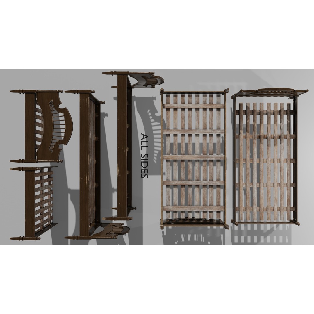 Old Bed 3D Model – Low Poly Modular Furniture with PBR Textures - View 19