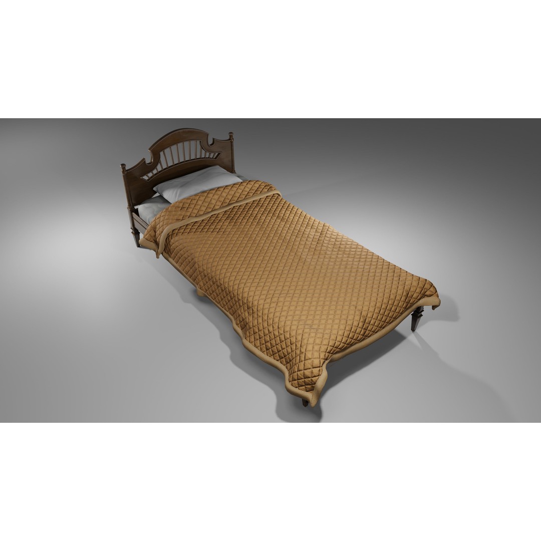 Old Bed 3D Model – Low Poly Modular Furniture with PBR Textures - View 27