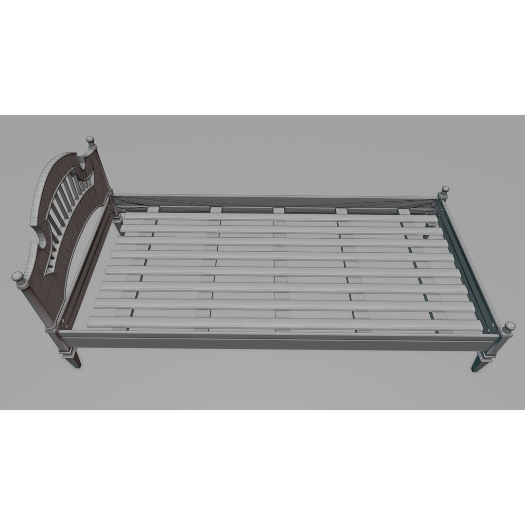 Old Bed 3D Model – Low Poly Modular Furniture with PBR Textures - View 29