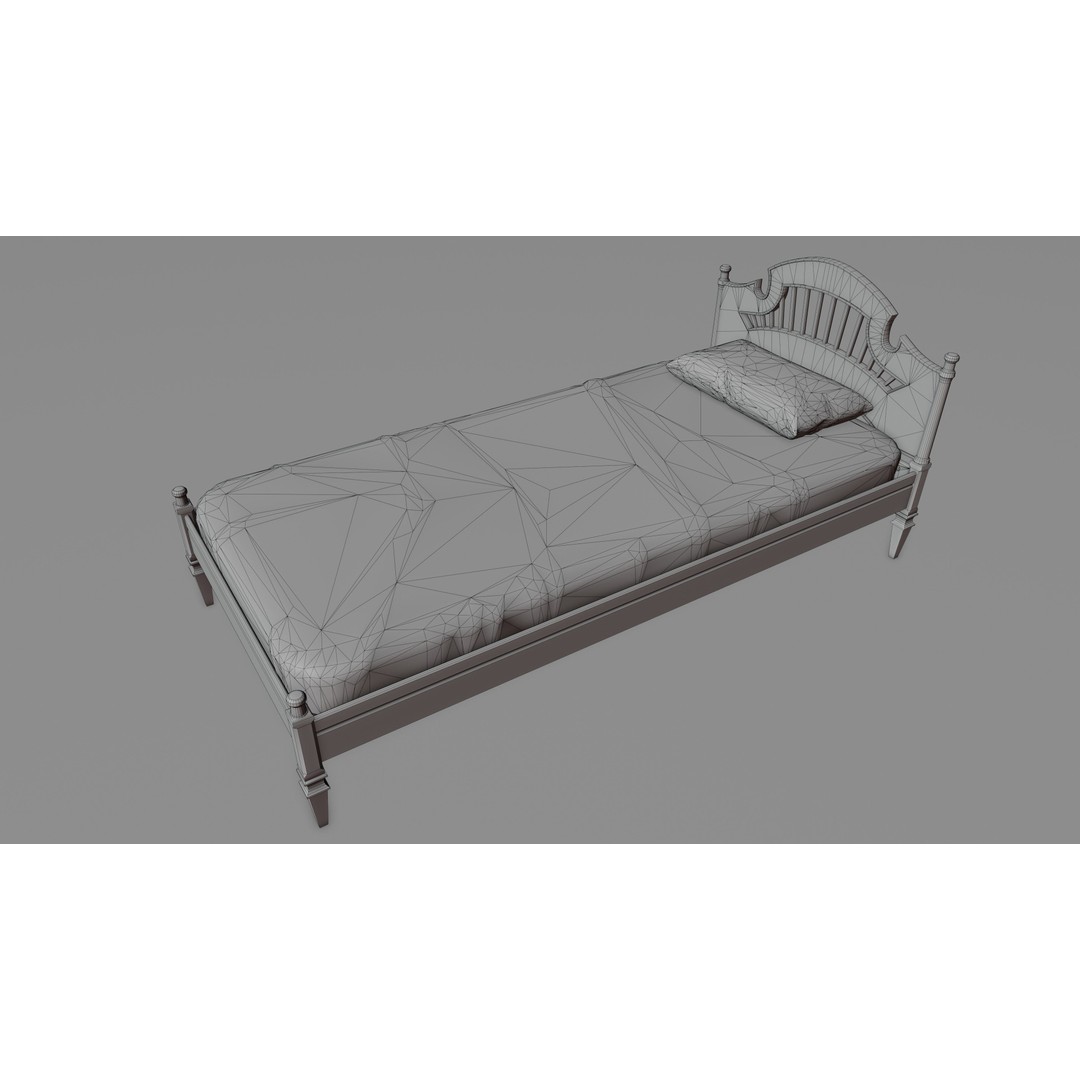 Old Bed 3D Model – Low Poly Modular Furniture with PBR Textures - View 31