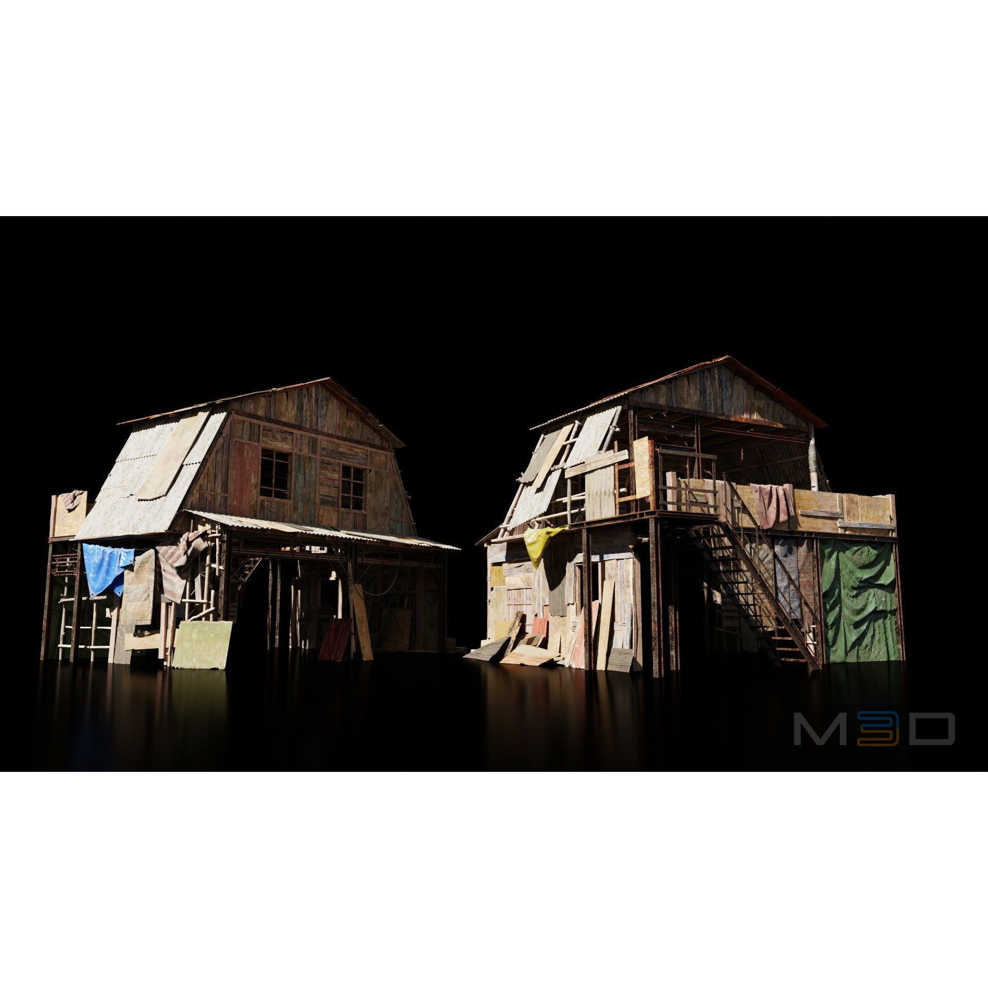 Abandoned Buildings - Low-Poly Game-Ready 3D Model - View 10