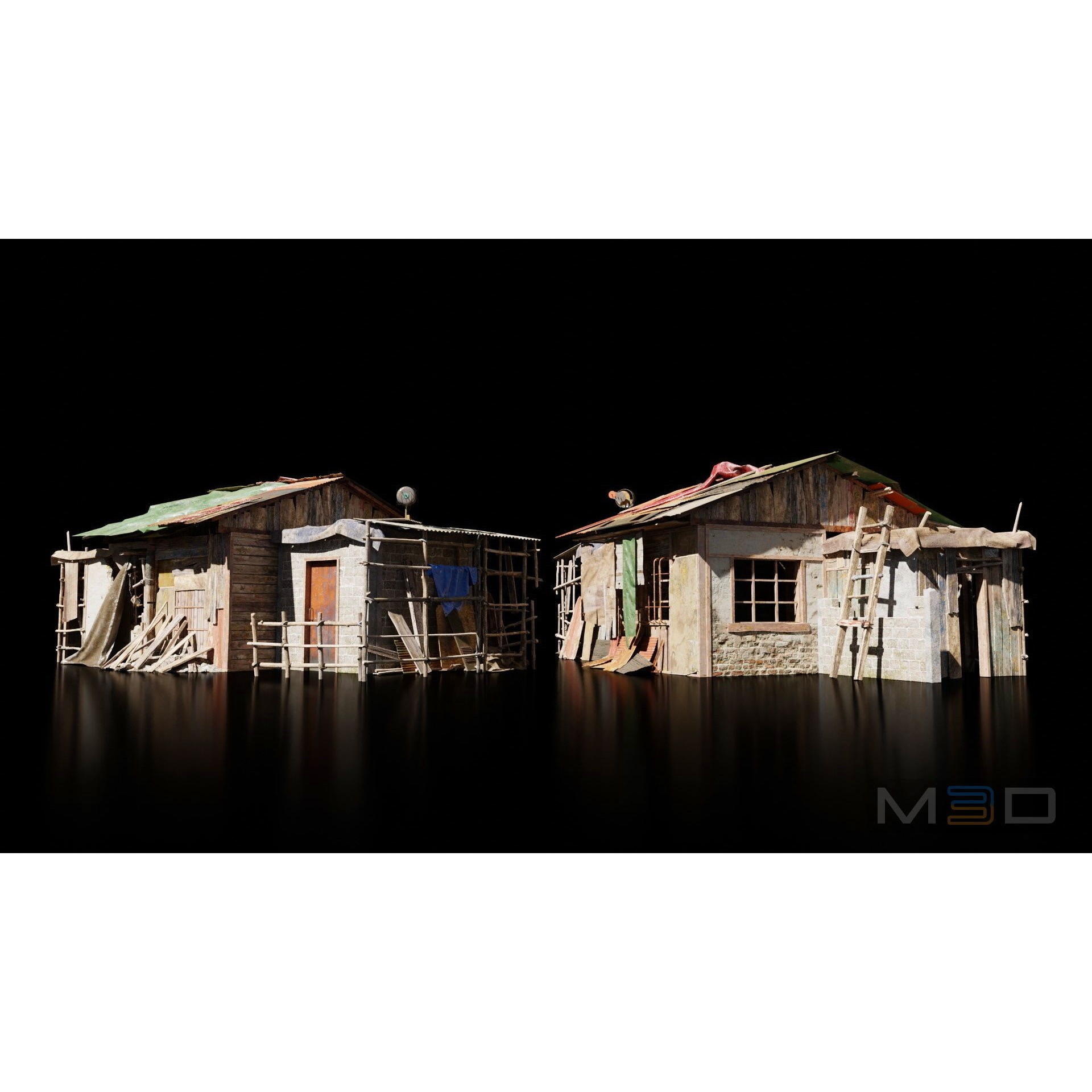 Abandoned Buildings - Low-Poly Game-Ready 3D Model - View 11