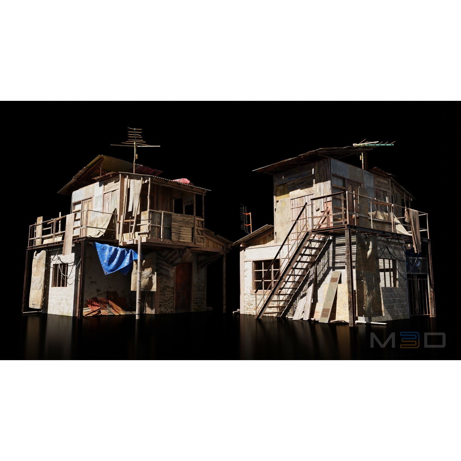 Abandoned Buildings - Low-Poly Game-Ready 3D Model - View 12