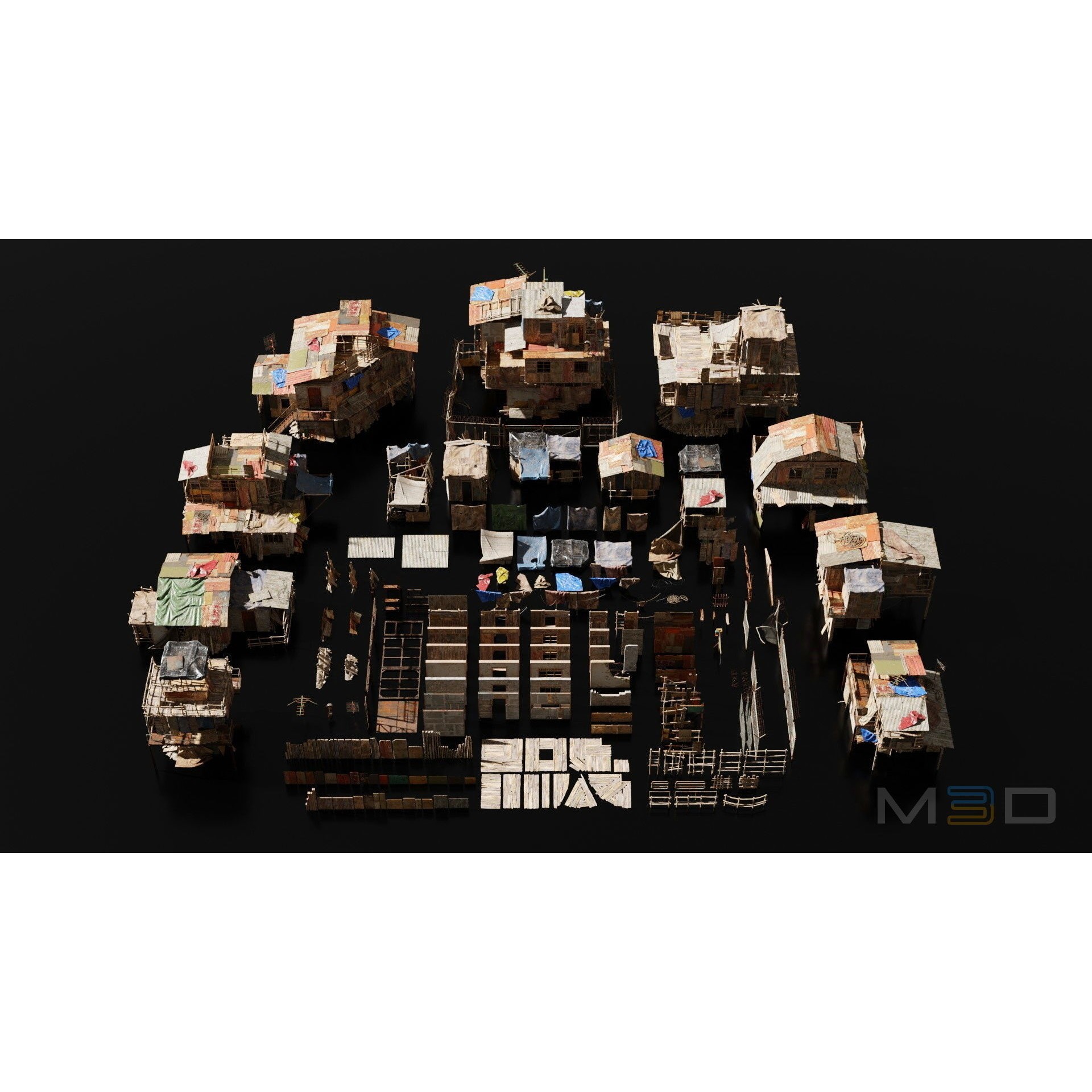 Abandoned Buildings - Low-Poly Game-Ready 3D Model - View 3