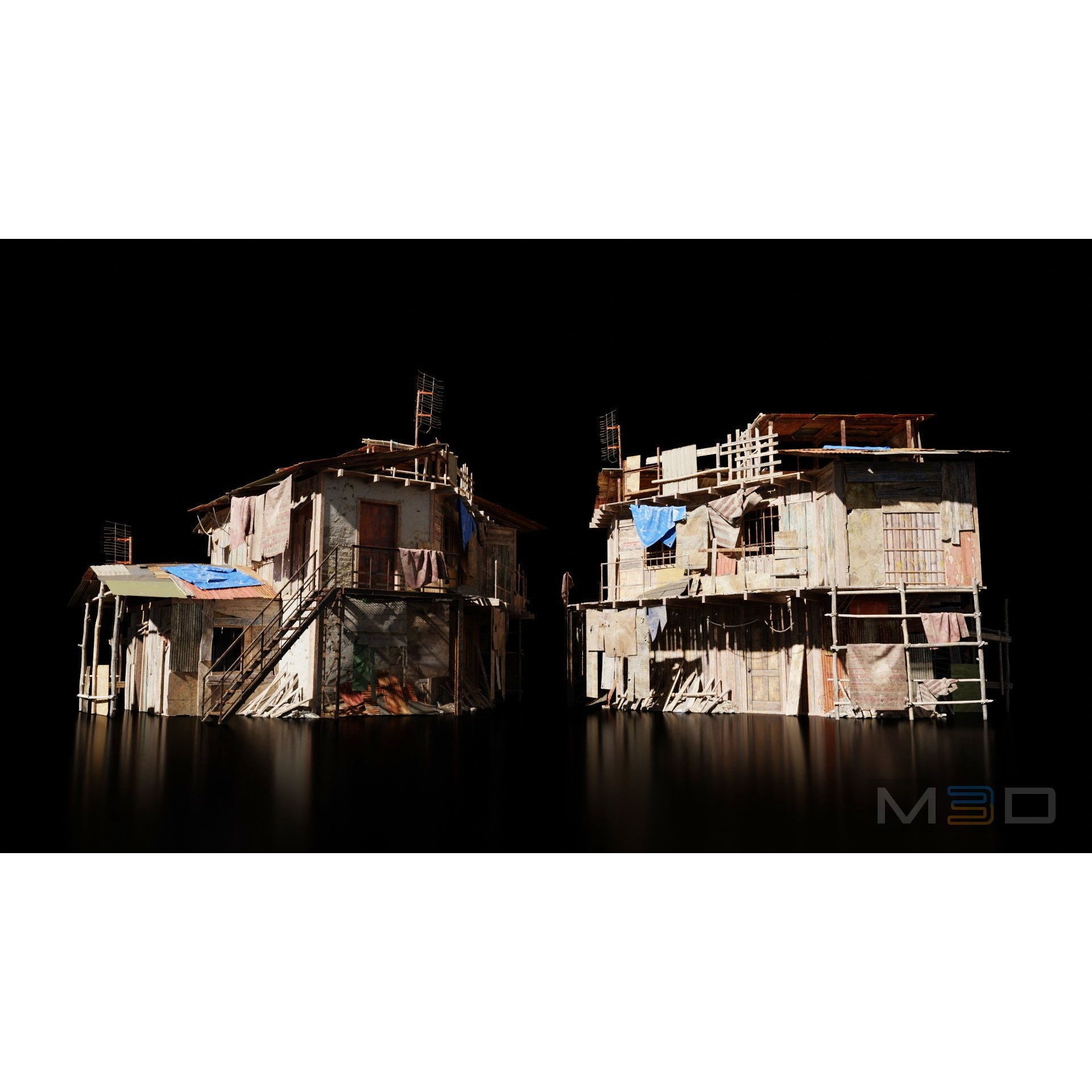 Abandoned Buildings - Low-Poly Game-Ready 3D Model - View 5