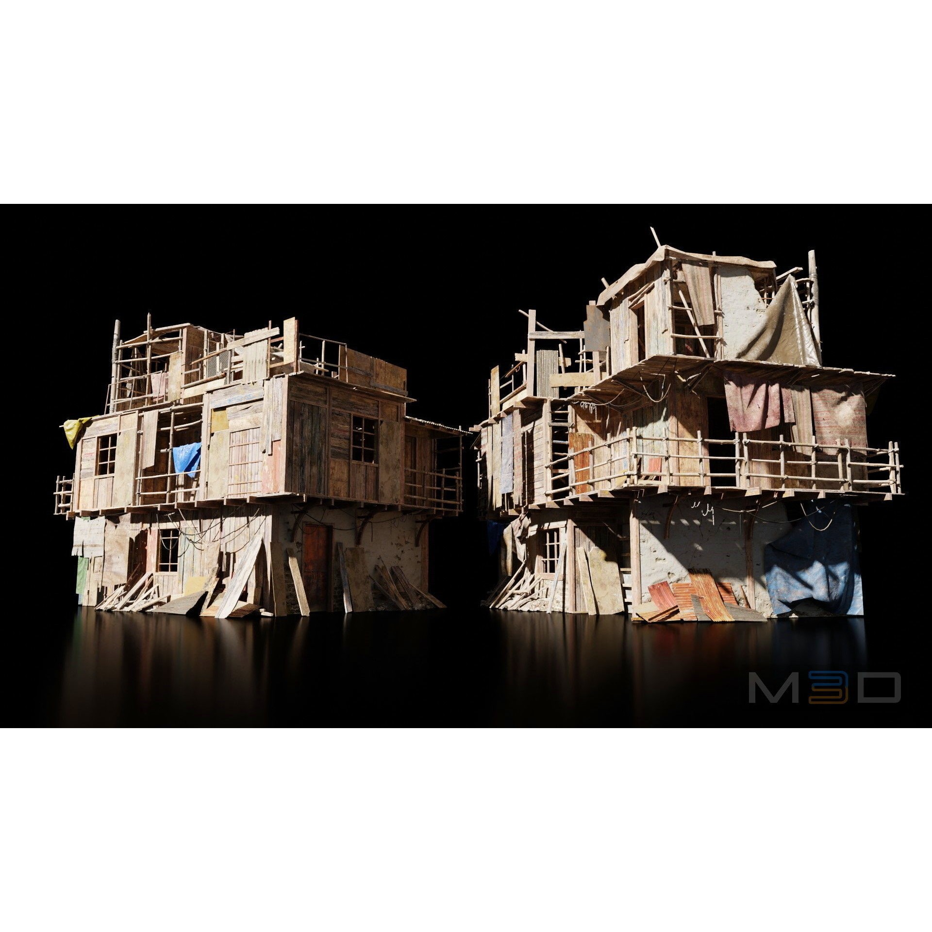 Abandoned Buildings - Low-Poly Game-Ready 3D Model - View 6