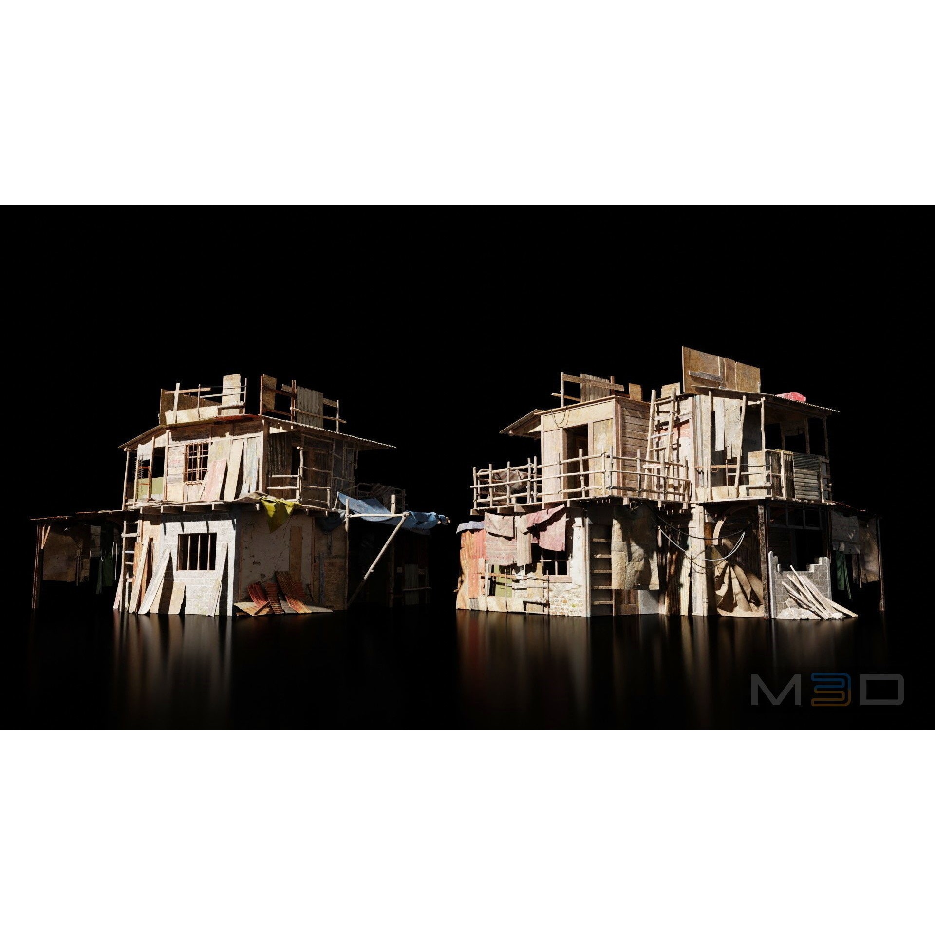 Abandoned Buildings - Low-Poly Game-Ready 3D Model - View 7