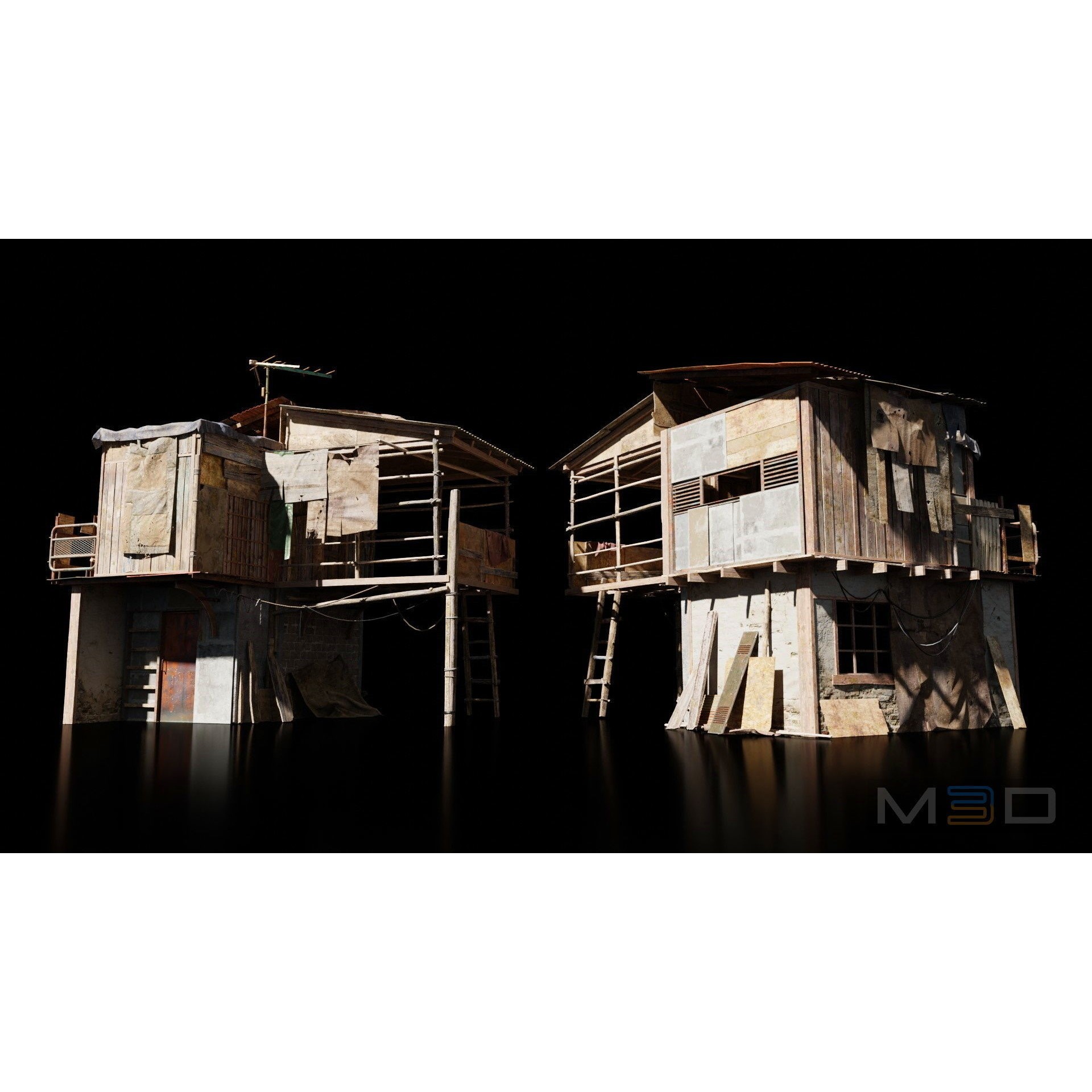 Abandoned Buildings - Low-Poly Game-Ready 3D Model - View 8
