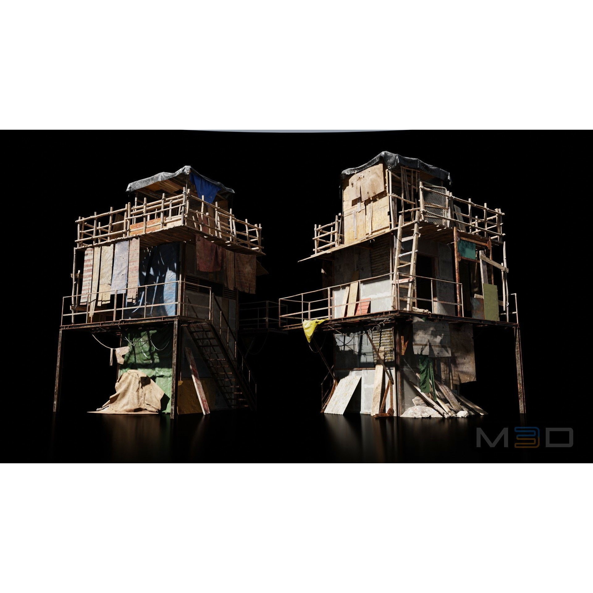 Abandoned Buildings - Low-Poly Game-Ready 3D Model - View 9